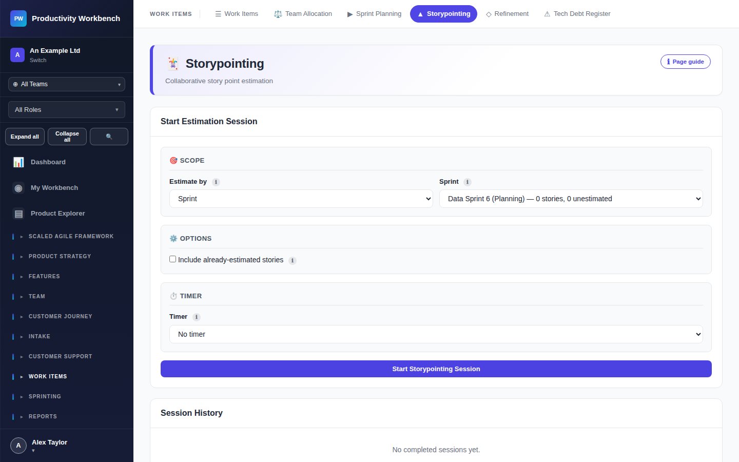 Storypointing voting screen