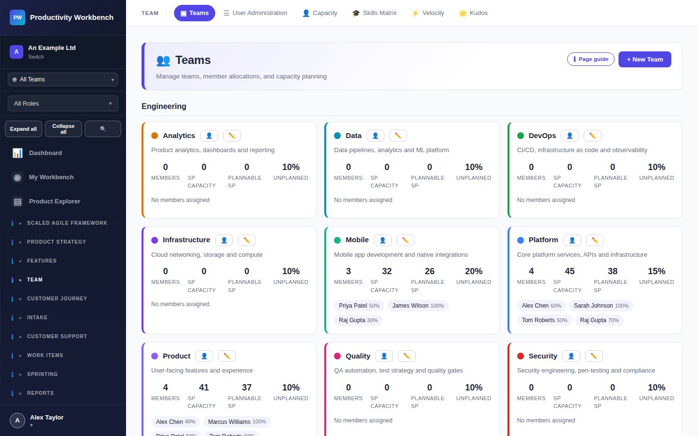 Teams page